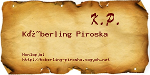 Köberling Piroska névjegykártya